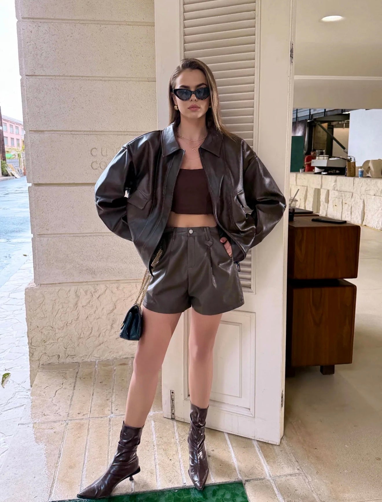 Veste en cuir Cuivre