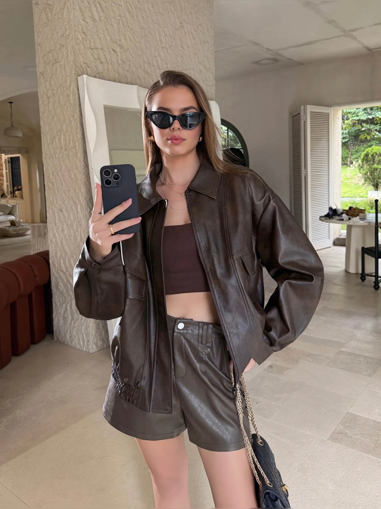 Veste en cuir Cuivre