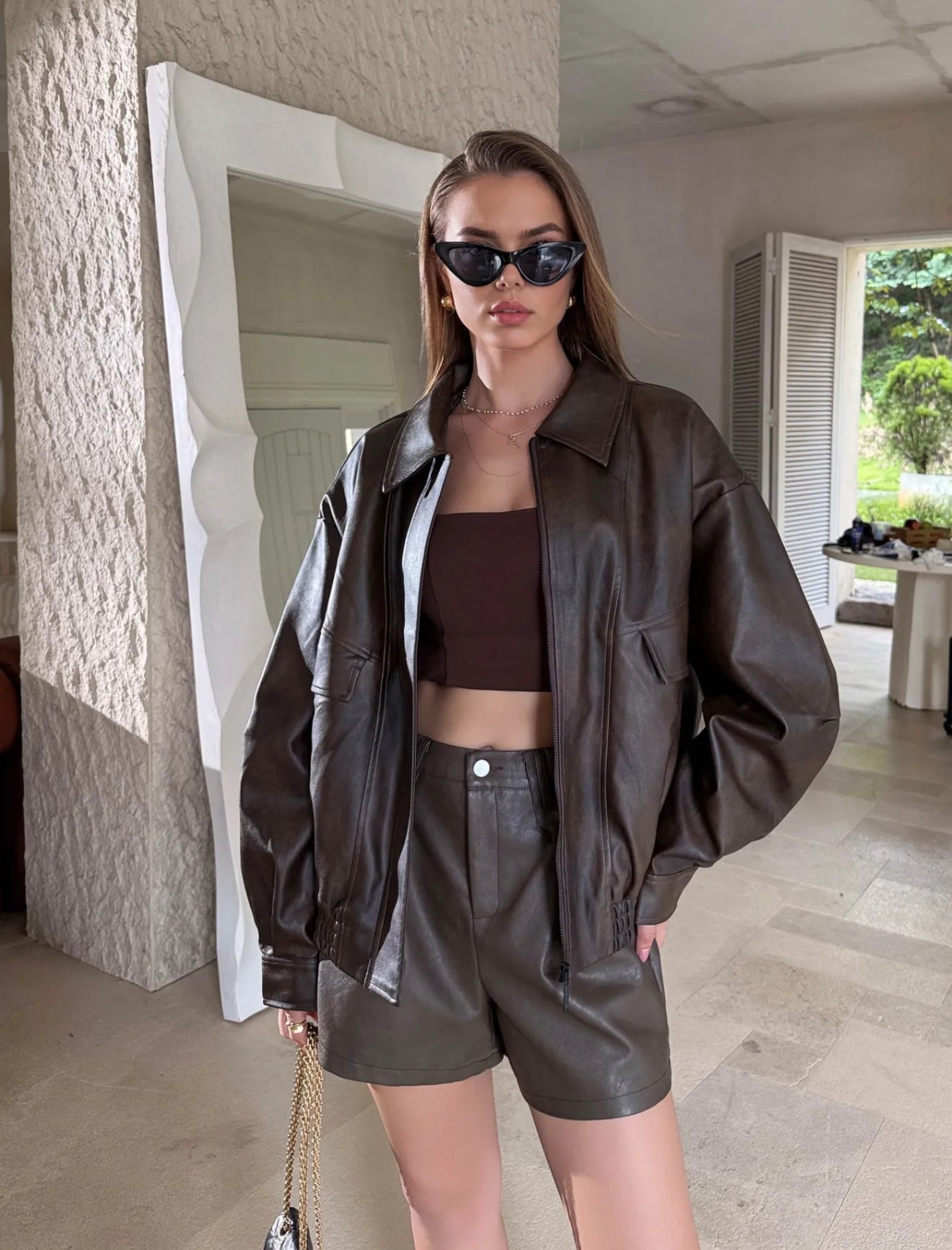 Veste en cuir Cuivre