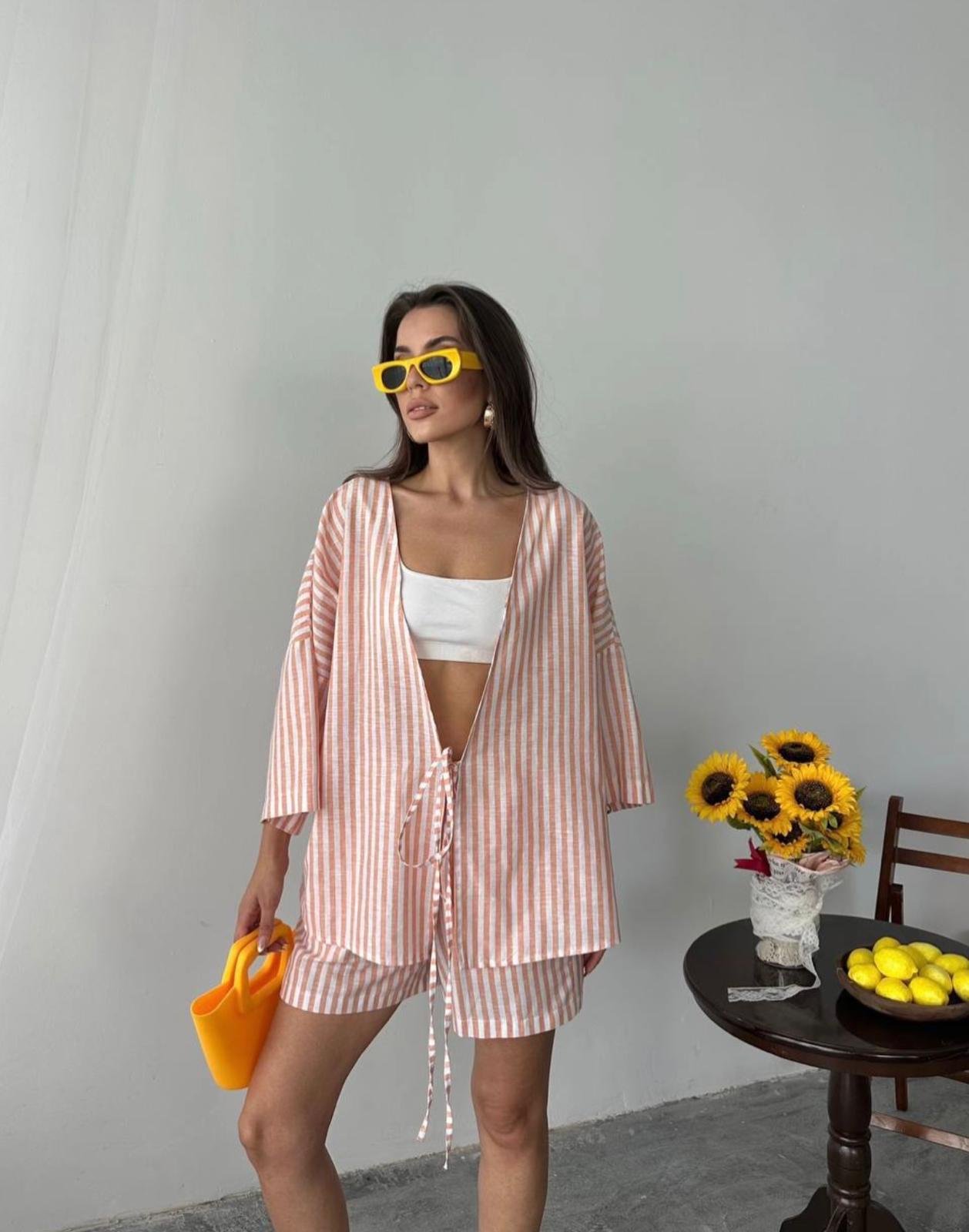 Ensemble Short Gilet Rayé